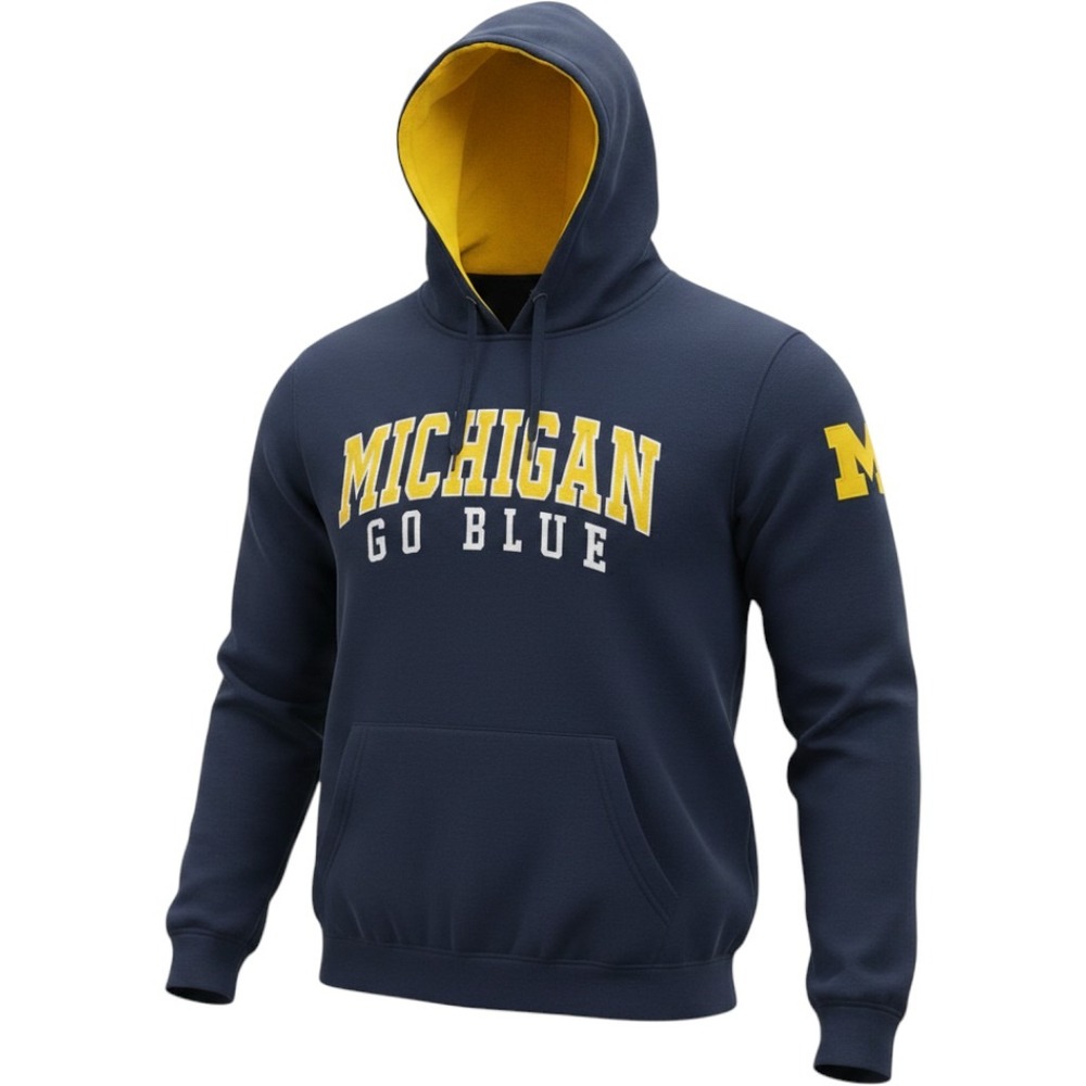 Colosseum Michigan Hoodie Mens XL Navy Blue Go Blue Embroidered NCAA Sweatshirt